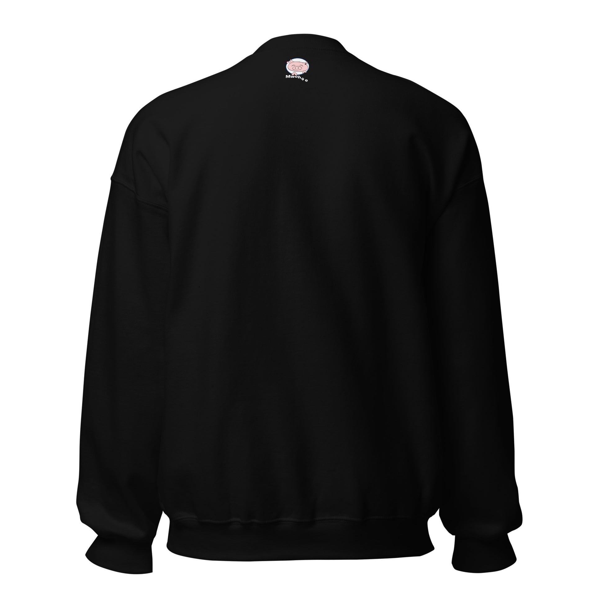 Black sweatshirt with a small Mwohae logo on the back