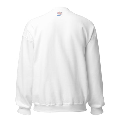 White sweatshirt with small Mwohae logo on the back