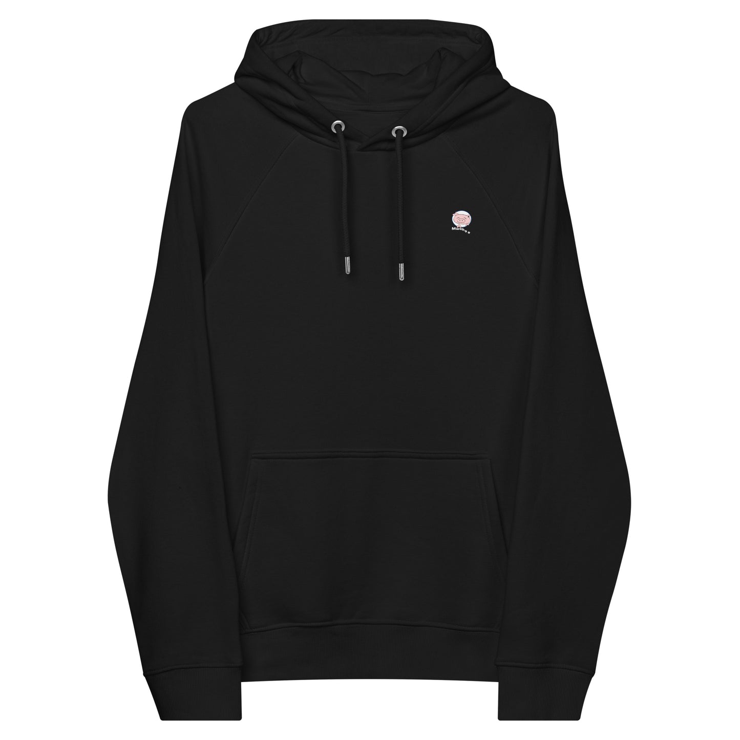 Black extra soft hoodie with small Mwohae logo on the left chest