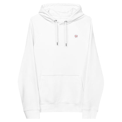 Extra soft white hoodie with small Mwohae logo on the left chest