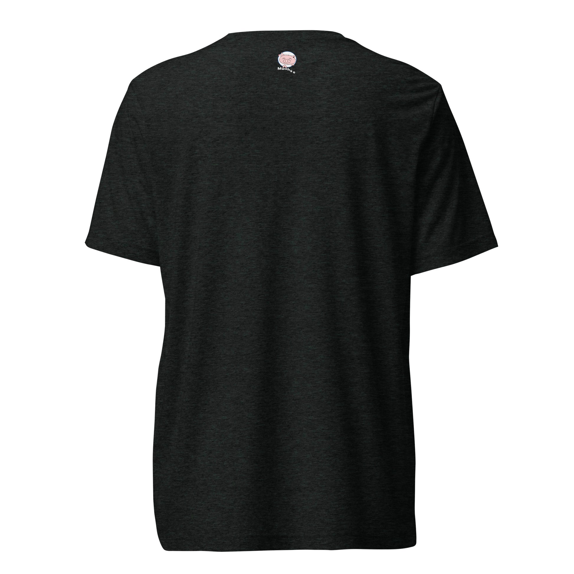 Charcoal black T-shirt with small Mwohae logo on the back